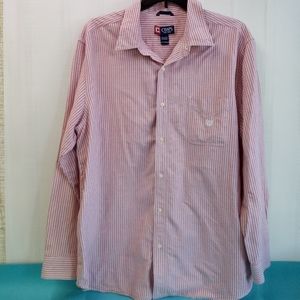 Chaps Men's Striped Shirt Pink White Size XXL